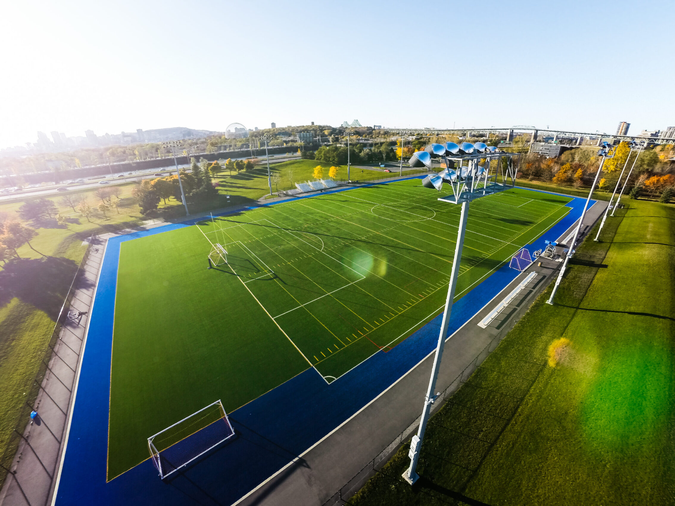 Aerial View of Outdoor American Football Field